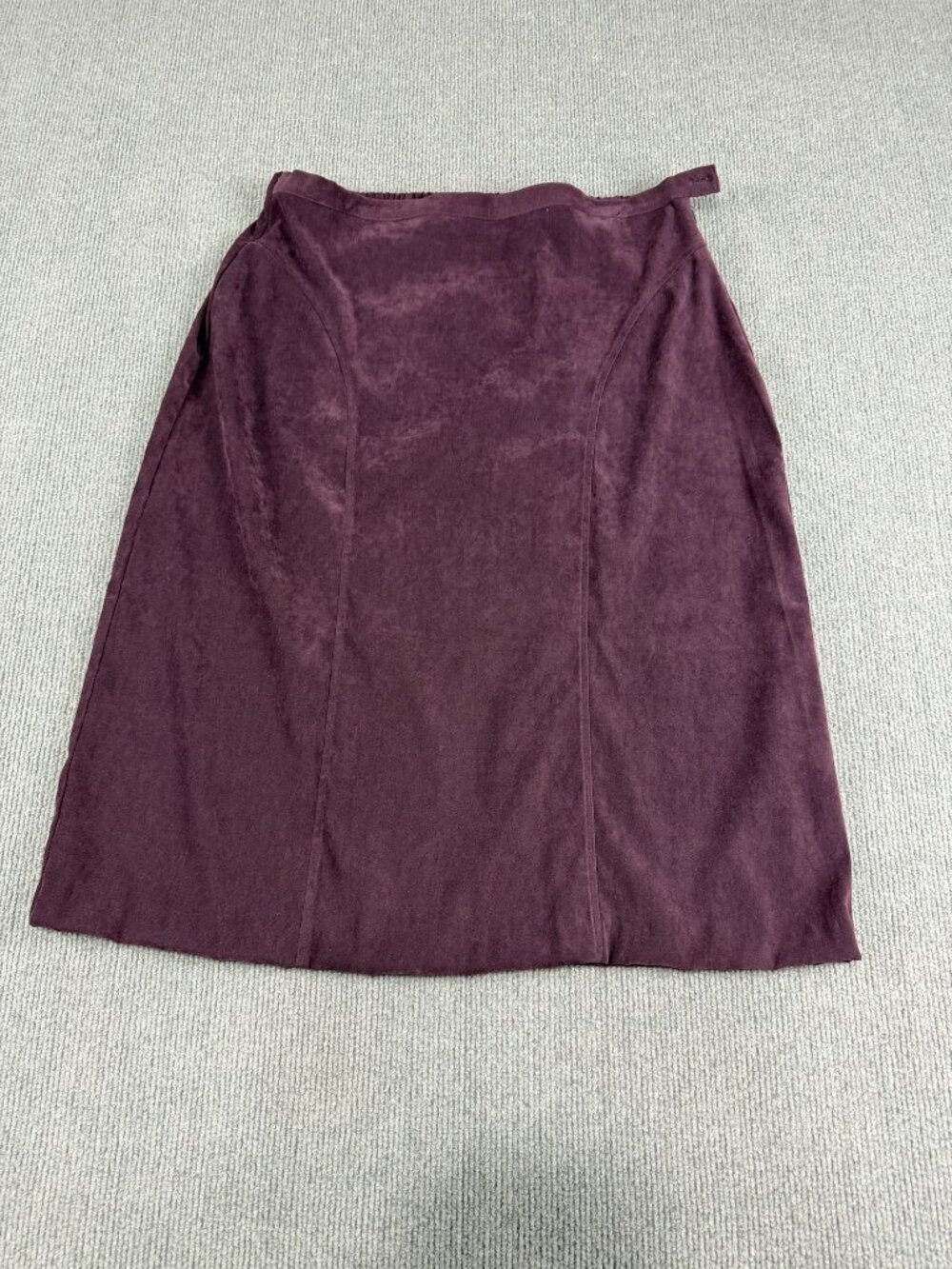T & Company Womens Purple Midi Skirt L Elastic Waist Side Zip